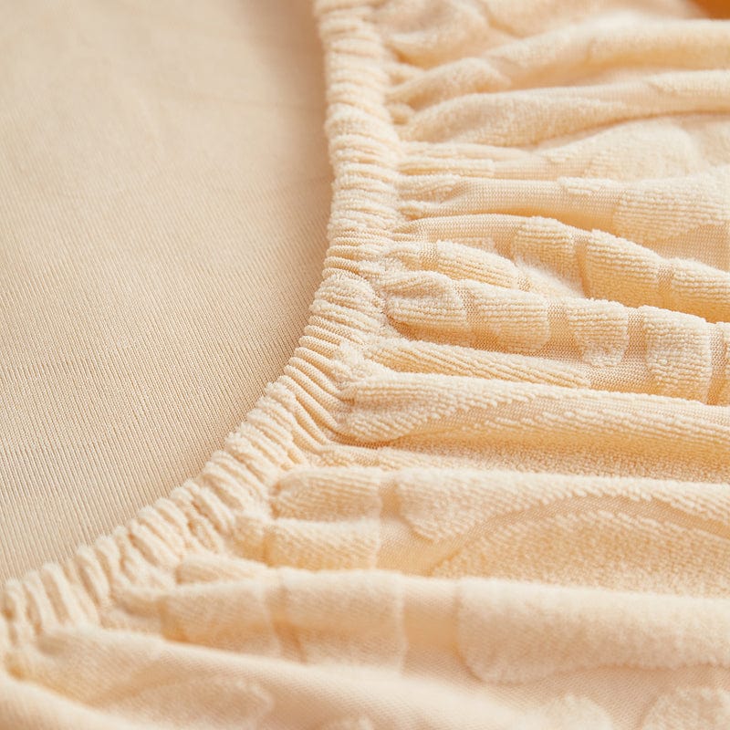 Beige - Fodera in pile per cuscini di divano - Motivo Palma