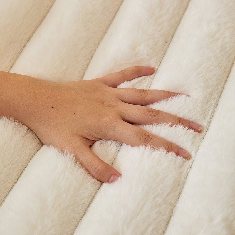Bianco panna - Fodera per divano antiscivolo Lusso in Pelliccia Sintetica