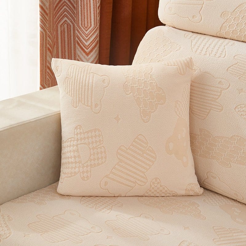 Bianco panna Rosa - 2 pezzi - Fodere Pile Elasticizzate di Cuscino 45 CM X 45 CM - Motivo Bear