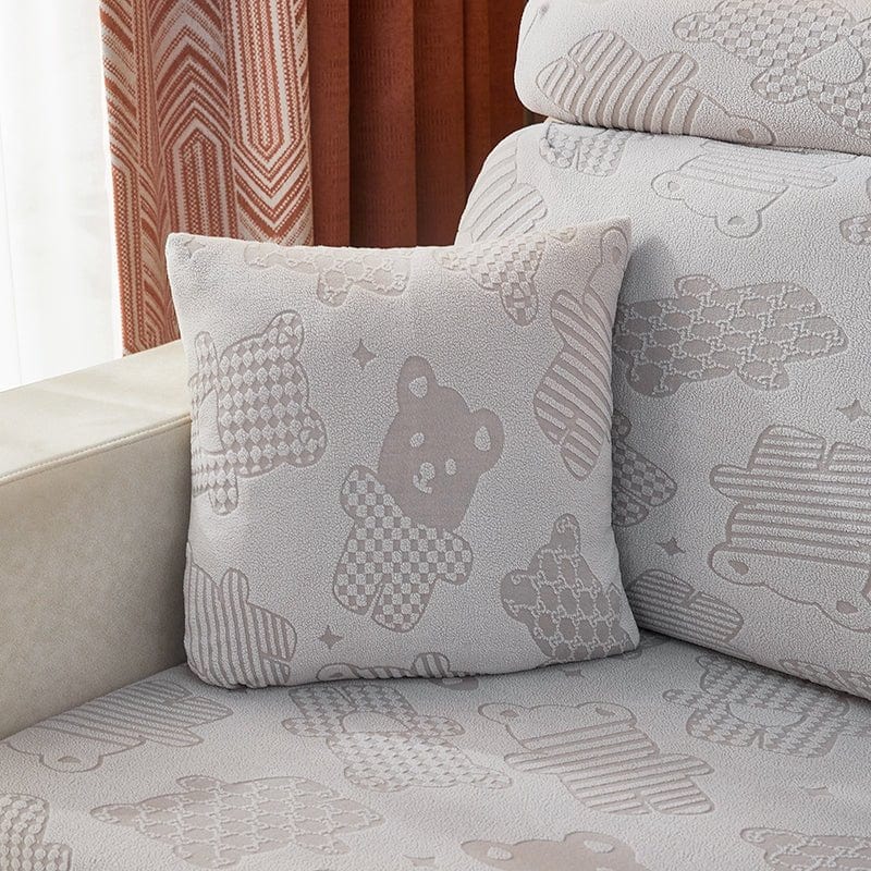 Blu chiaro - 2 pezzi - Fodere Pile Elasticizzate di Cuscino 45 CM X 45 CM - Motivo Bear