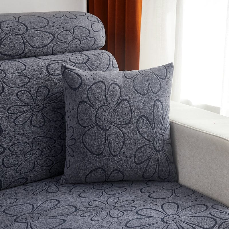 Grigio - 2 pezzi - Fodere Pile Elasticizzate di Cuscino 45 CM X 45 CM - Motivo Flower
