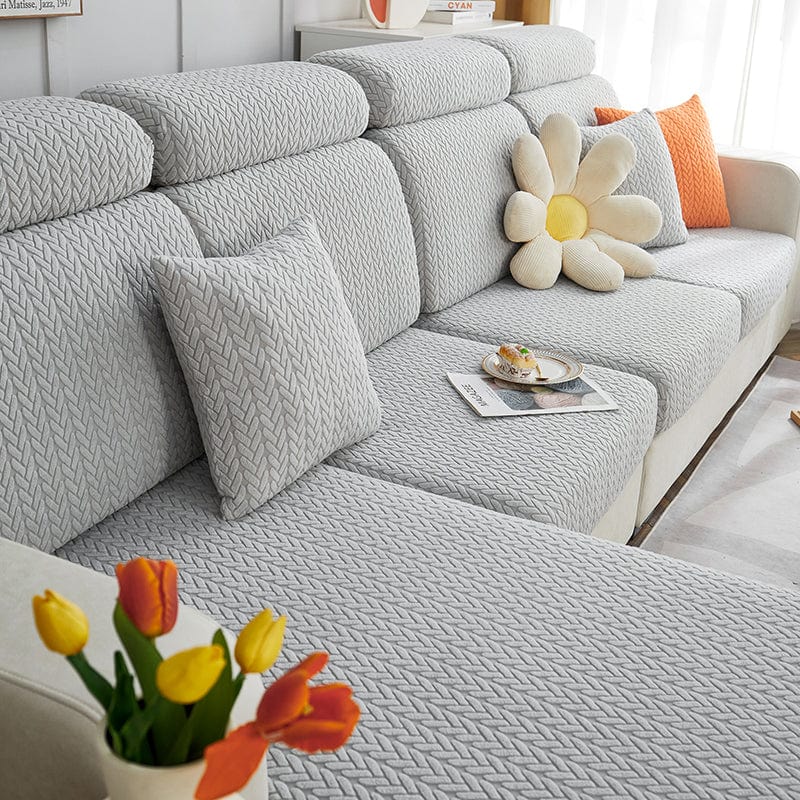 Grigio chiaro Motivo Wool - 1 pezzo - Fodere di Cuscino 45x45cm