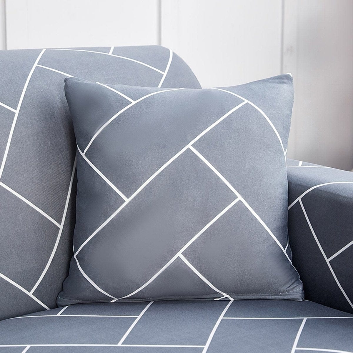Grigio Strip - 2 pezzi - Fodere elasticizzate per cuscino 45X45cm