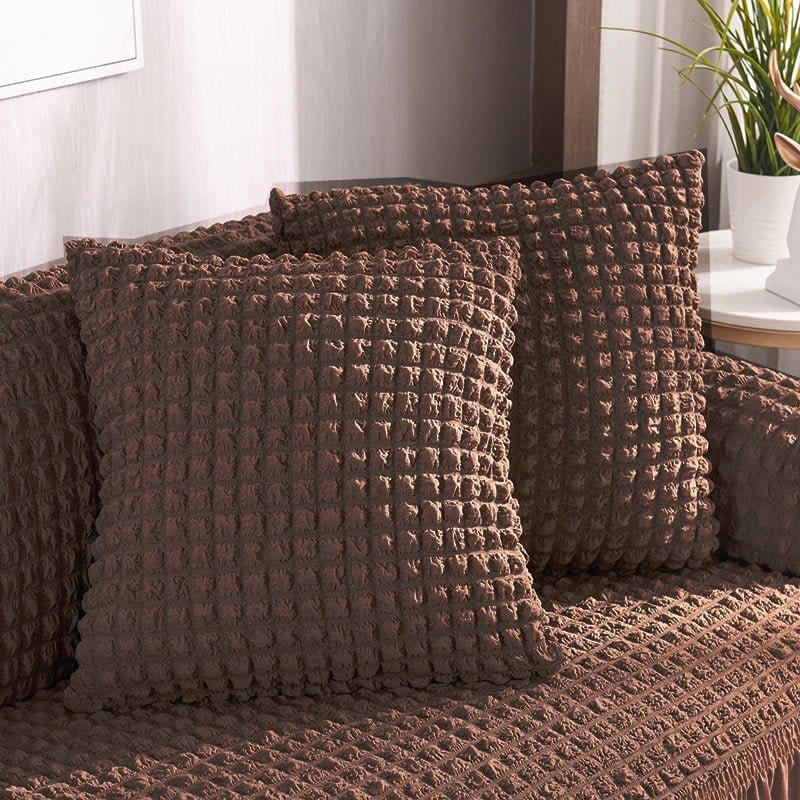 Marrone - 2 pezzi - Fodere elasticizzate per cuscino 45X45cm ( Jupe )