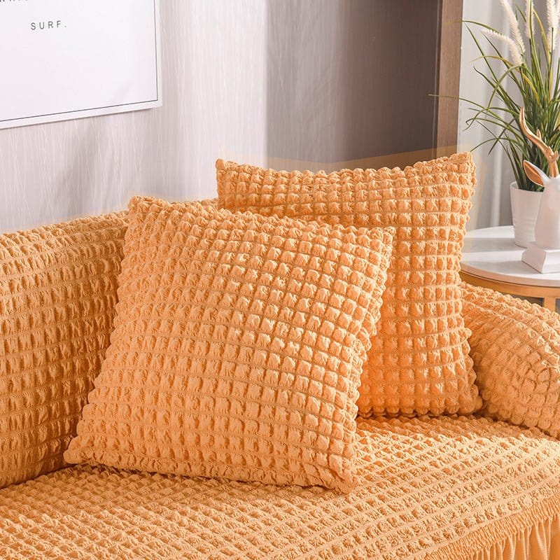 Arancione saumon - 2 pezzi - Fodere elasticizzate per cuscino 45X45cm ( Jupe )