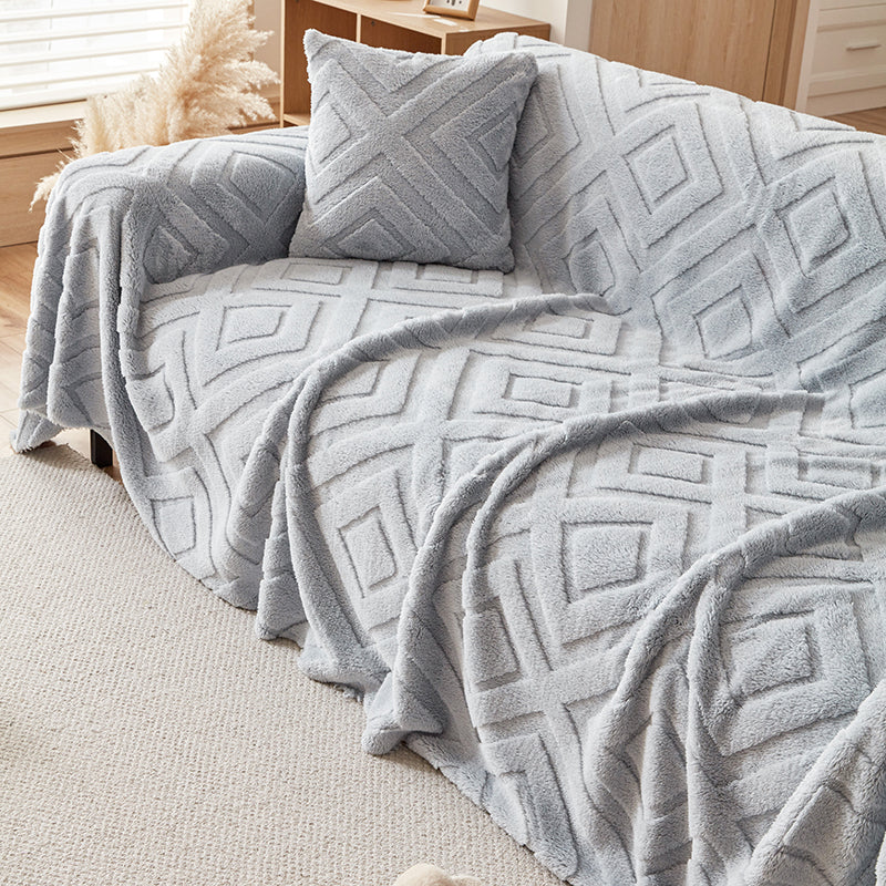 Telo Copridivano Pile Diamant Blu