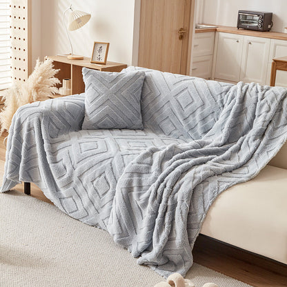 Telo Copridivano Pile Diamant Blu