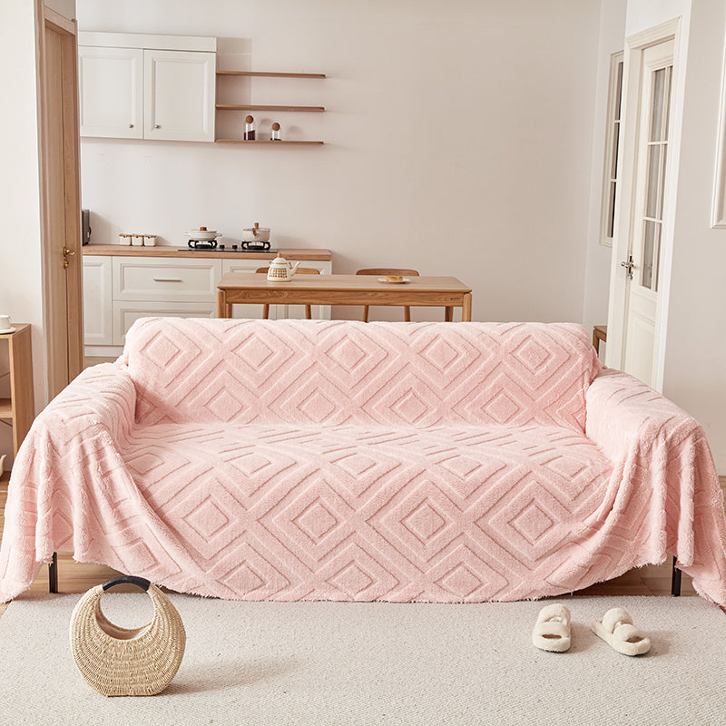 Telo Copridivano Pile Diamant Rosa