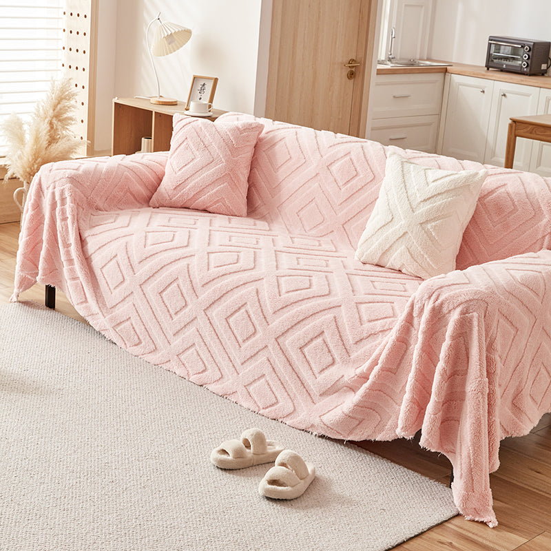 Telo Copridivano Pile Diamant Rosa