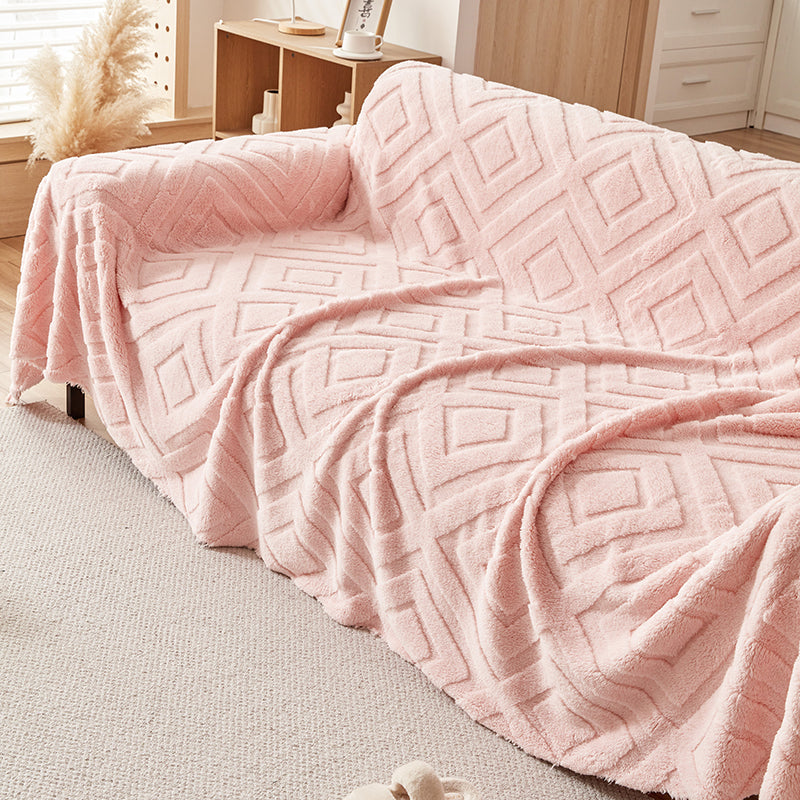 Telo Copridivano Pile Diamant Rosa