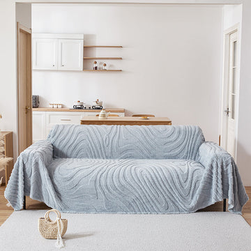 Telo Copridivano Pile Ondulations Blu