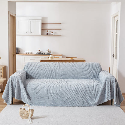Telo Copridivano Pile Ondulations Blu