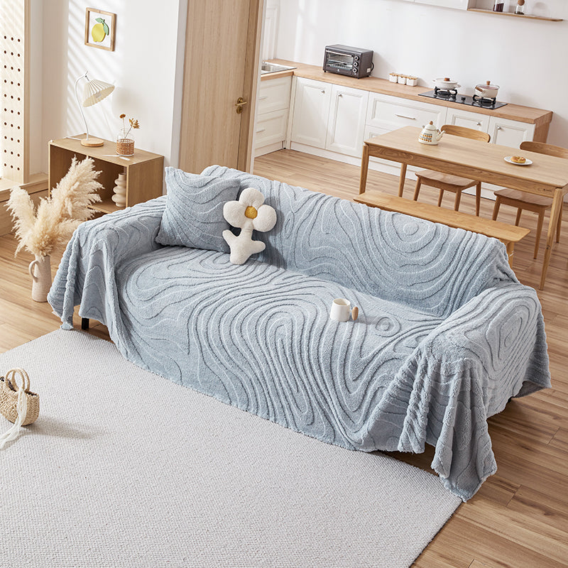 Telo Copridivano Pile Ondulations Blu
