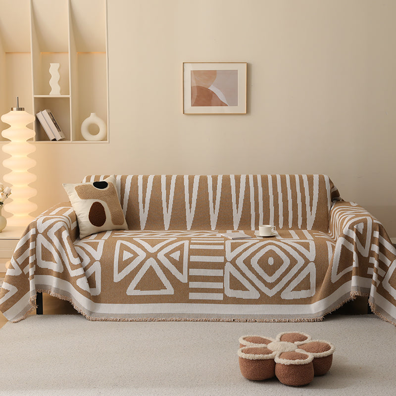 Telo Copridivano Intrecciato Tribal Camel