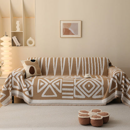 Telo Copridivano Intrecciato Tribal Camel