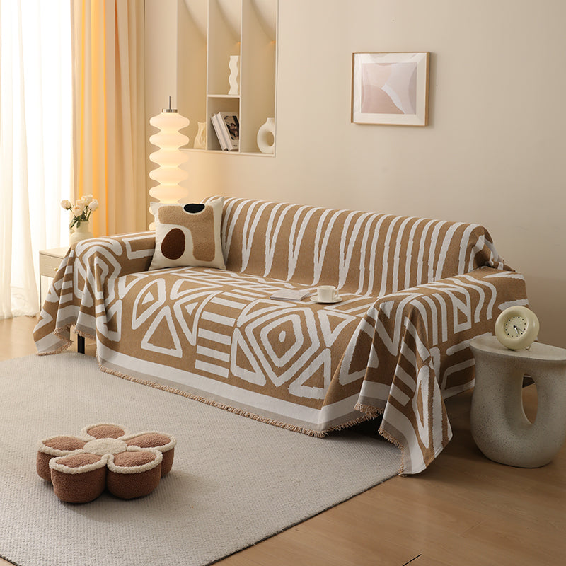 Telo Copridivano Intrecciato Tribal Camel