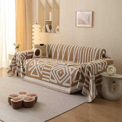 Telo Copridivano Intrecciato Tribal Camel