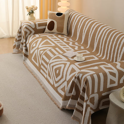 Telo Copridivano Intrecciato Tribal Camel
