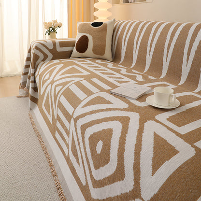 Telo Copridivano Intrecciato Tribal Camel