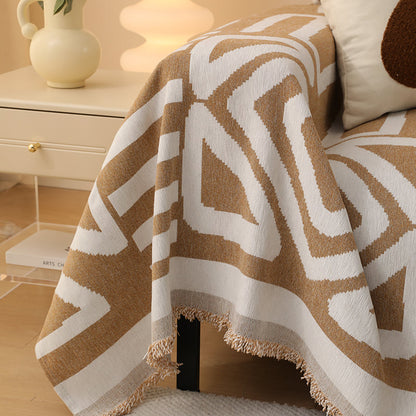 Telo Copridivano Intrecciato Tribal Camel