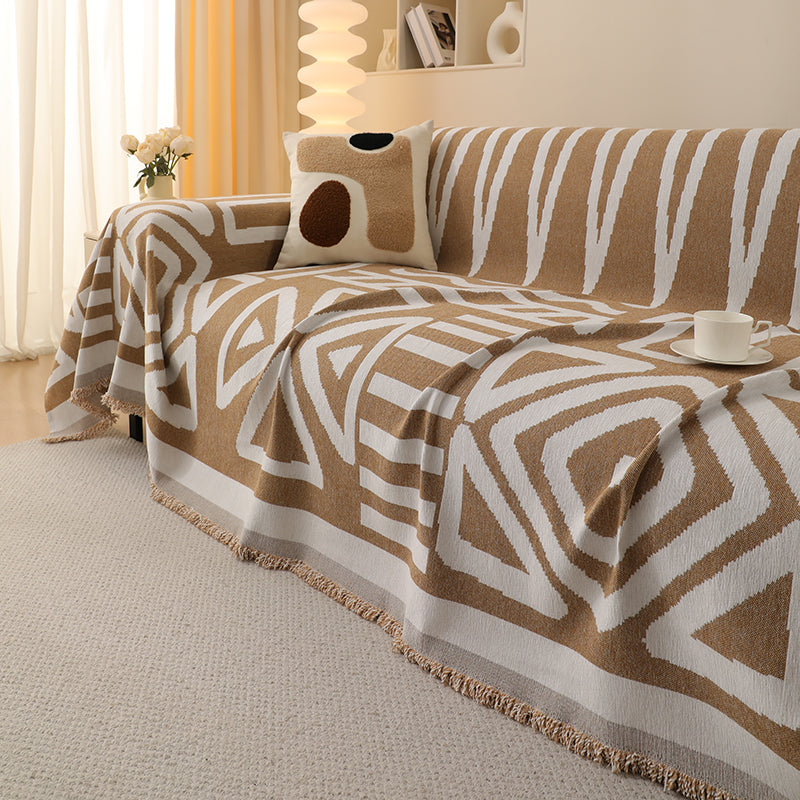 Telo Copridivano Intrecciato Tribal Camel