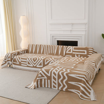 Telo Copridivano Intrecciato Tribal Camel