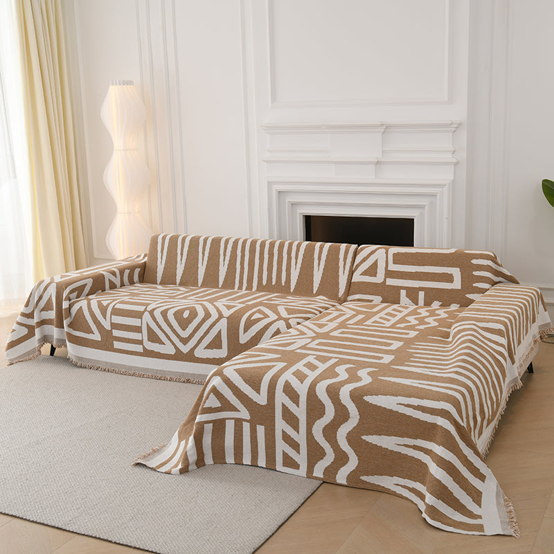Telo Copridivano Intrecciato Tribal Camel
