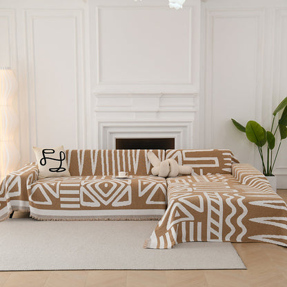 Telo Copridivano Intrecciato Tribal Camel