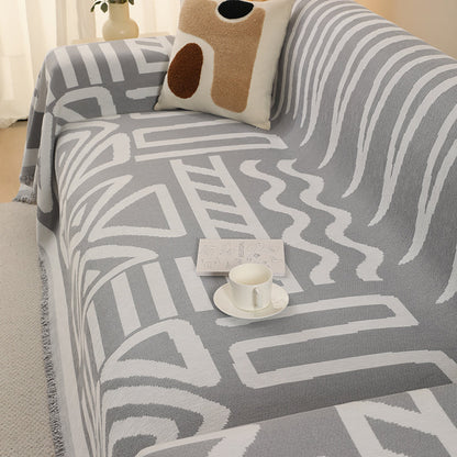 Telo Copridivano Intrecciato Tribal Grigio