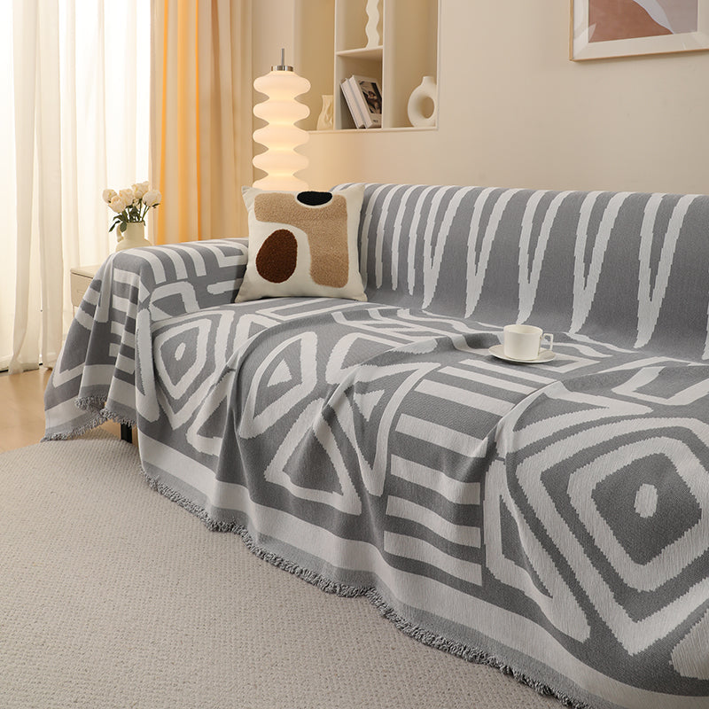 Telo Copridivano Intrecciato Tribal Grigio