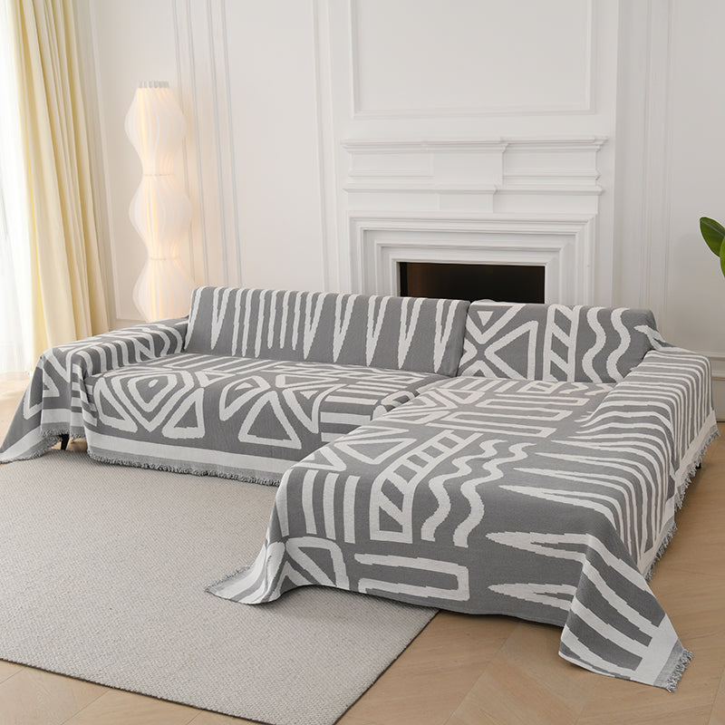 Telo Copridivano Intrecciato Tribal Grigio