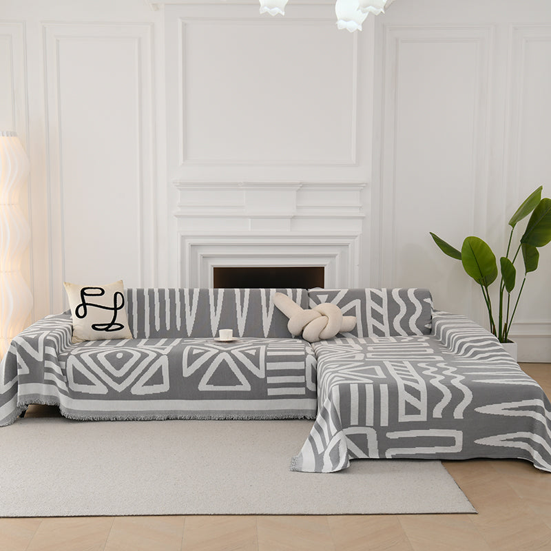 Telo Copridivano Intrecciato Tribal Grigio