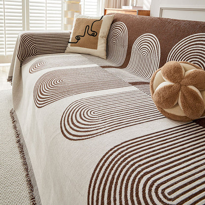 Telo Copridivano Intrecciato Archi Marrone