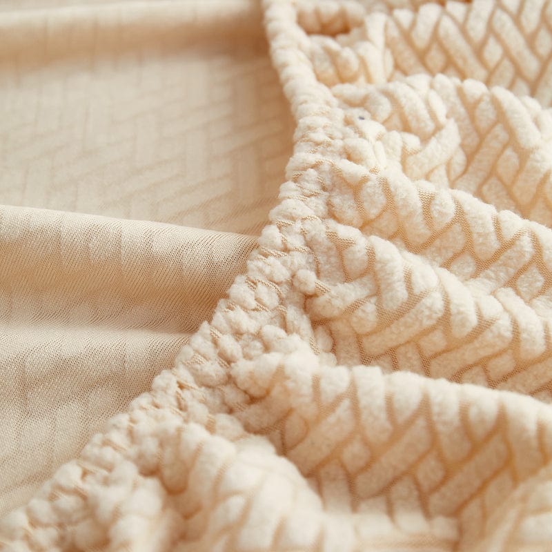 Beige - Fodera in pile per cuscini di divano - Motivo Laine