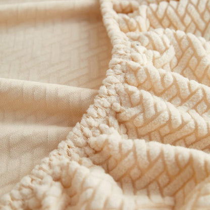 Beige - Fodera in pile per cuscini di divano - Motivo Laine