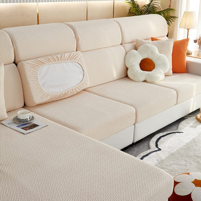 Beige - Fodera in pile per cuscini di divano - Motivo Laine