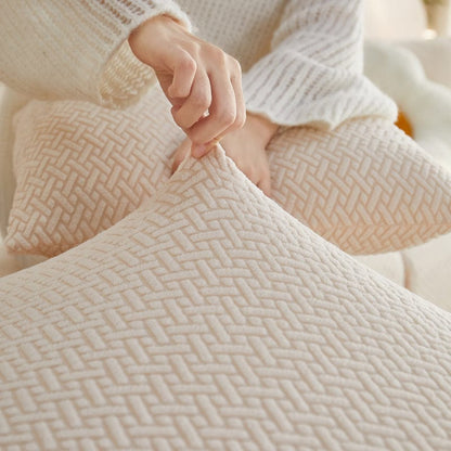 Beige - Fodera in pile per cuscini di divano - Motivo Laine