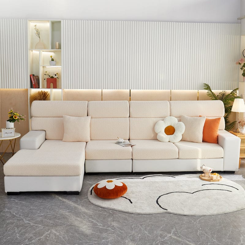 Beige - Fodera in pile per cuscini di divano - Motivo Laine