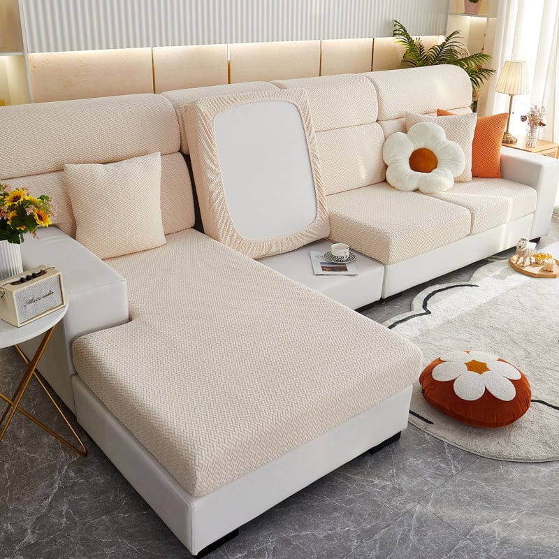 Beige - Fodera in pile per cuscini di divano - Motivo Laine