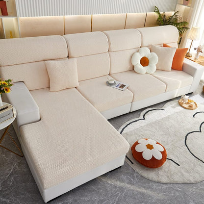 Beige - Fodera in pile per cuscini di divano - Motivo Laine