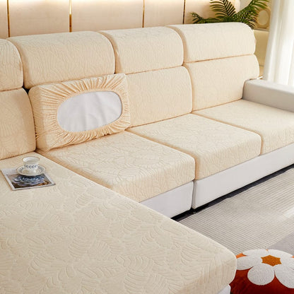 Beige - Fodera in pile per cuscini di divano - Motivo Palma