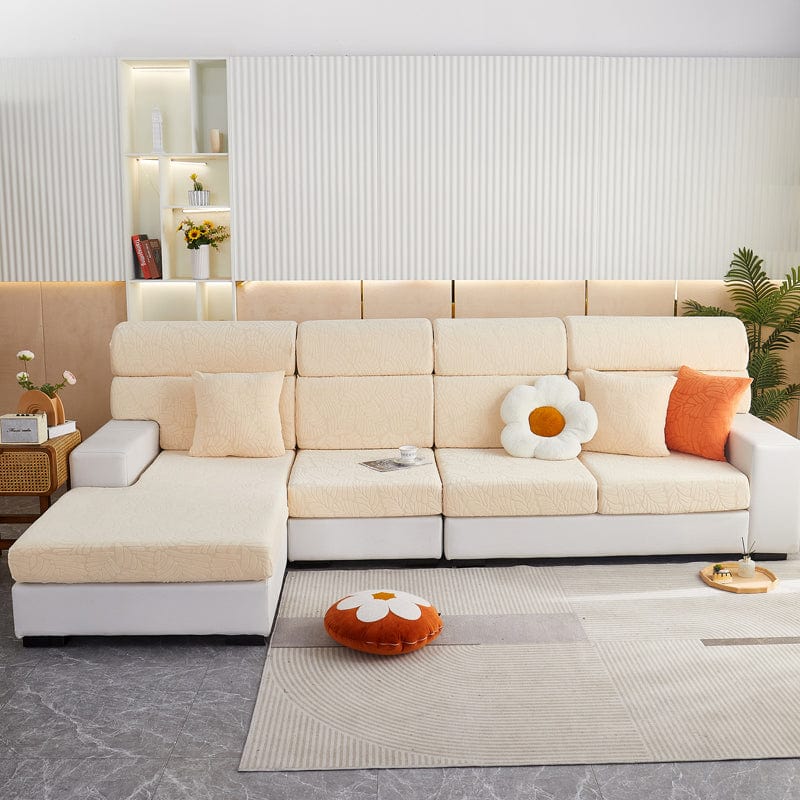 Beige - Fodera in pile per cuscini di divano - Motivo Palma