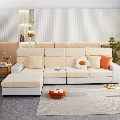 Beige - Fodera in pile per cuscini di divano - Motivo Palma