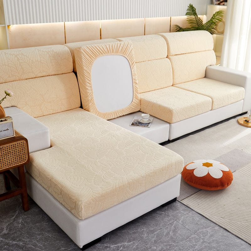 Beige - Fodera in pile per cuscini di divano - Motivo Palma