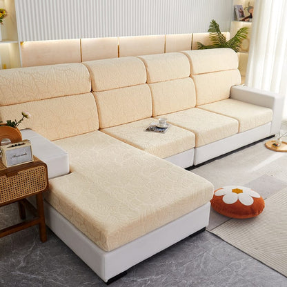 Beige - Fodera in pile per cuscini di divano - Motivo Palma