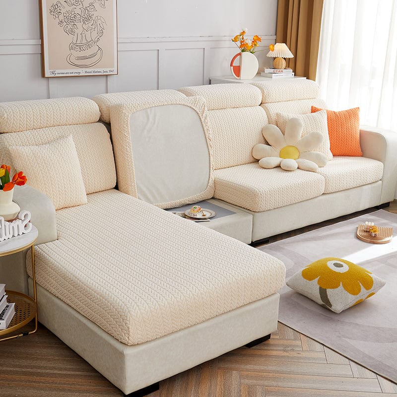 Bianco panna - Fodera in pile per cuscini di divano - Motivo Wool