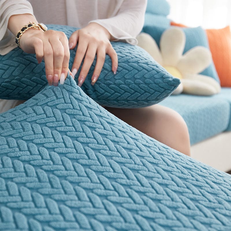Azzurro cielo - Fodera in pile per cuscini di divano - Motivo Wool