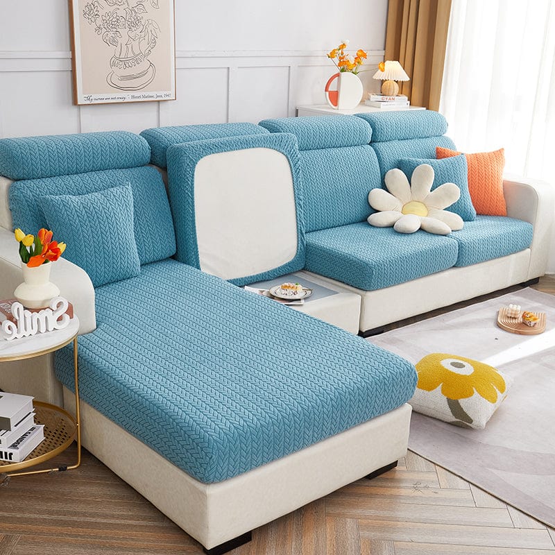 Azzurro cielo - Fodera in pile per cuscini di divano - Motivo Wool