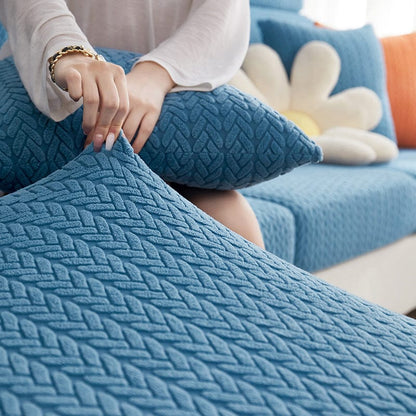 Blu - Fodera in pile per cuscini di divano - Motivo Wool
