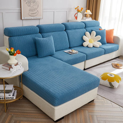 Blu - Fodera in pile per cuscini di divano - Motivo Wool